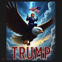 President Trump Riding An Eagle. Patriotic Political Ornament thumb 1