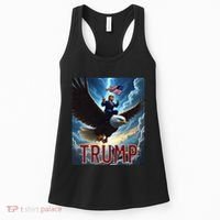President Trump Riding An Eagle. Patriotic Political Women's Tank Top thumb 0