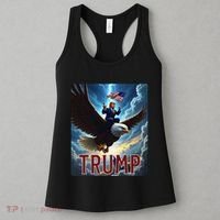 President Trump Riding An Eagle. Patriotic Political Women's Tank Top thumb 3