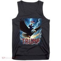 President Trump Riding An Eagle. Patriotic Political Tank Top thumb 0