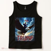 President Trump Riding An Eagle. Patriotic Political Tank Top thumb 2