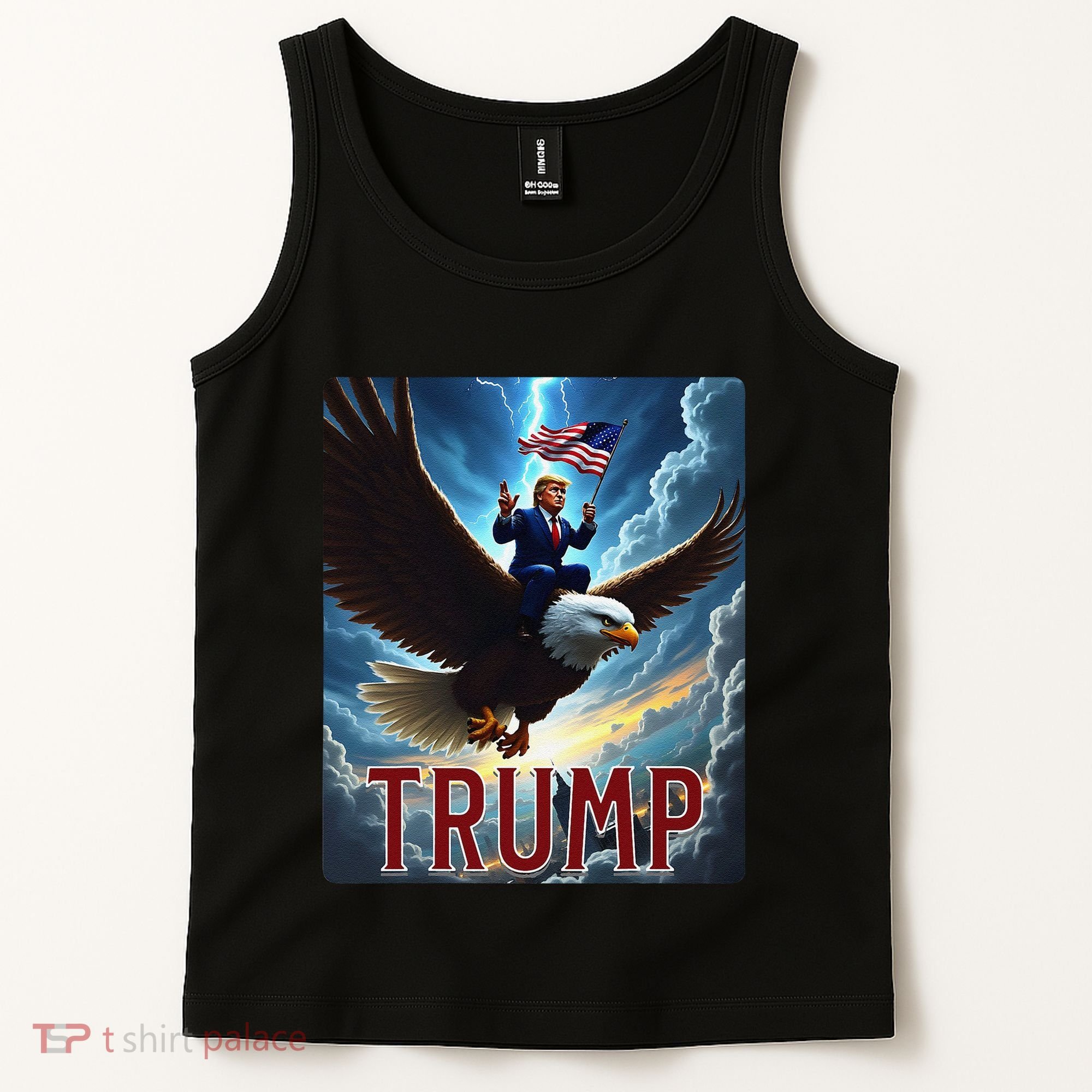 President Trump Riding An Eagle. Patriotic Political Tank Top