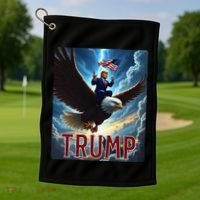 President Trump Riding An Eagle. Patriotic Political Golf Towel thumb 1