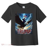 President Trump Riding An Eagle. Patriotic Political Toddler T-Shirt thumb 0