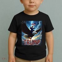 President Trump Riding An Eagle. Patriotic Political Toddler T-Shirt thumb 2