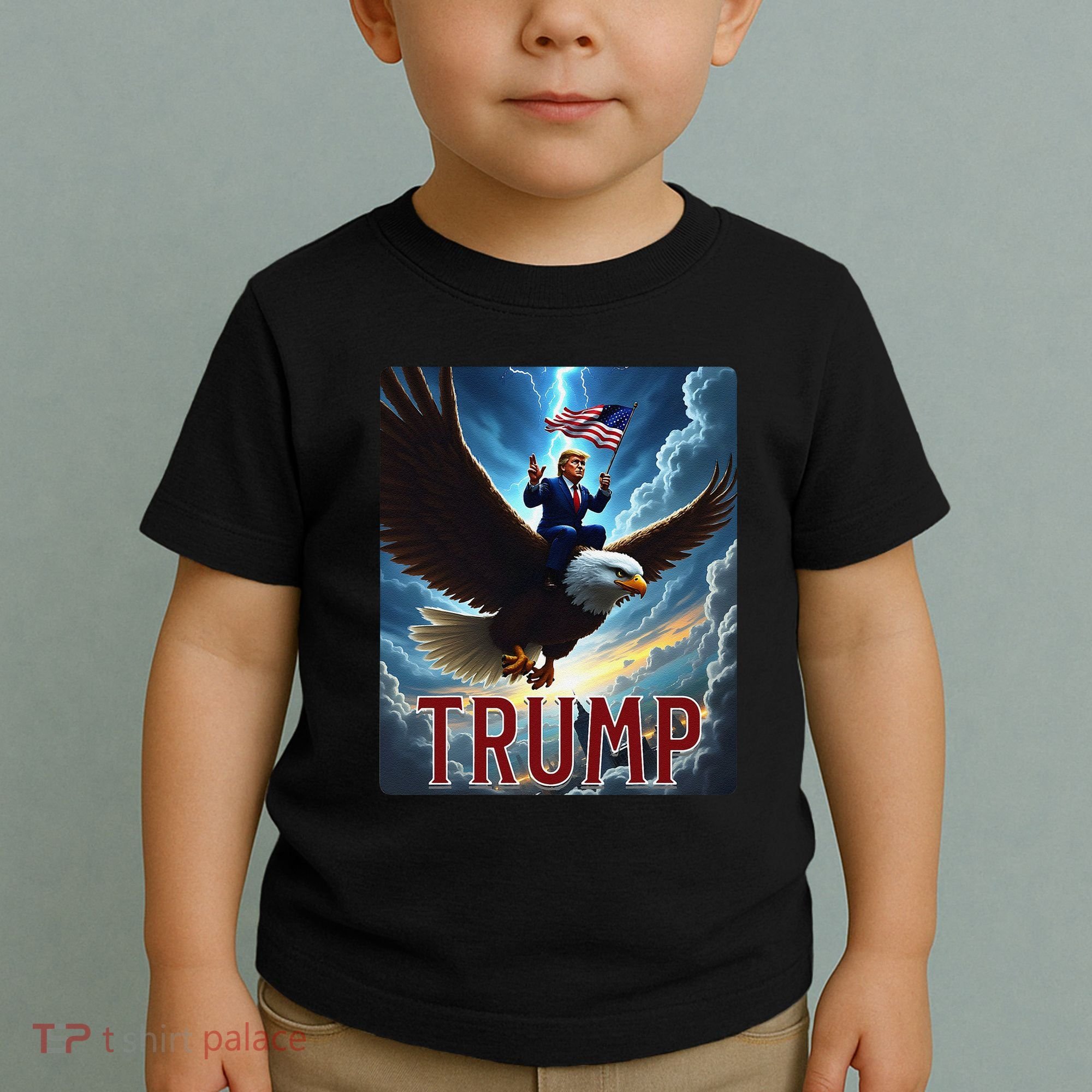 President Trump Riding An Eagle. Patriotic Political Toddler T-Shirt