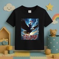 President Trump Riding An Eagle. Patriotic Political Toddler T-Shirt thumb 3