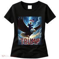 President Trump Riding An Eagle. Patriotic Political Women's T-Shirt thumb 0