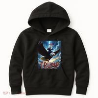 President Trump Riding An Eagle. Patriotic Political Kids Hoodie thumb 0