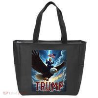 President Trump Riding An Eagle. Patriotic Political Tote Bag thumb 0