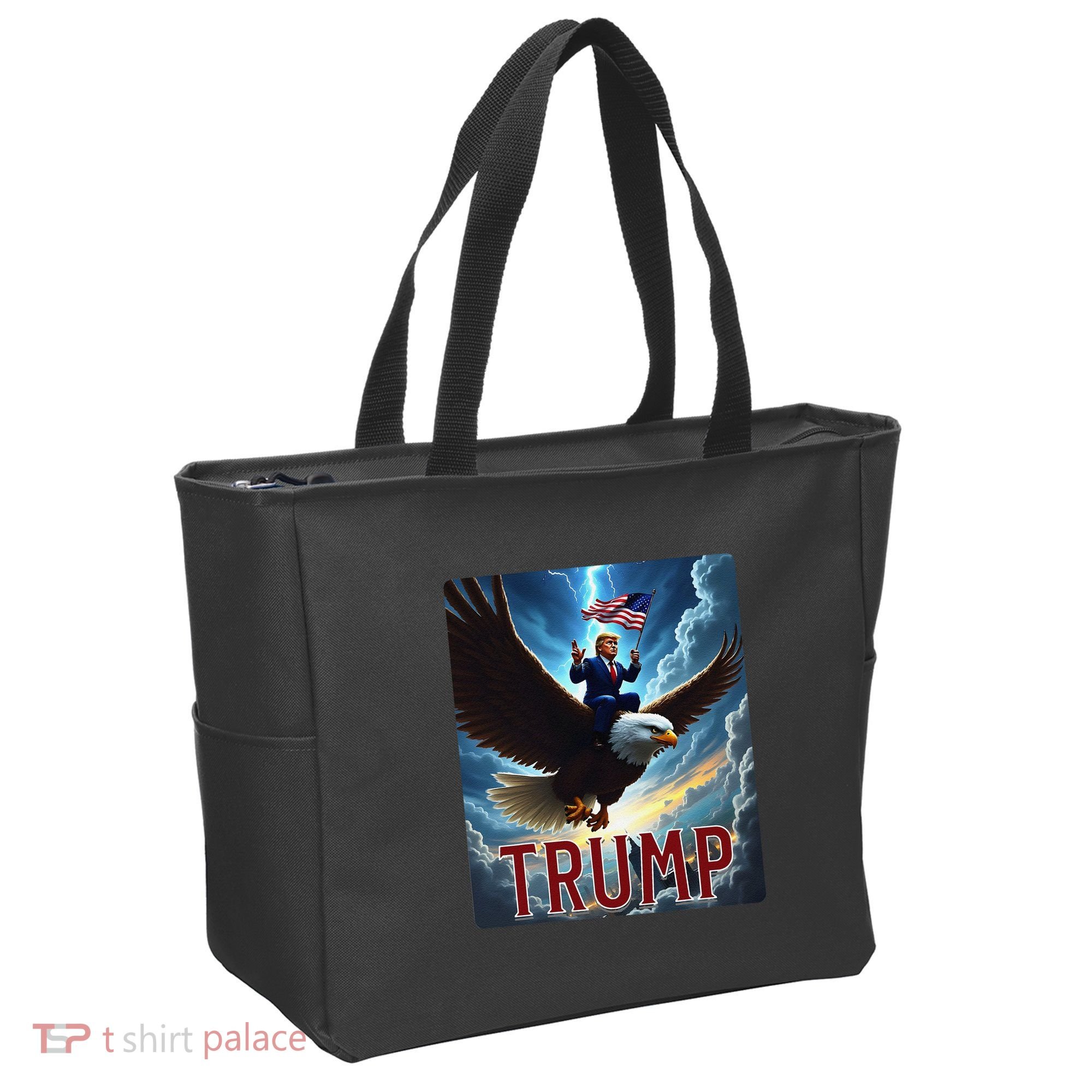 President Trump Riding An Eagle. Patriotic Political Tote Bag