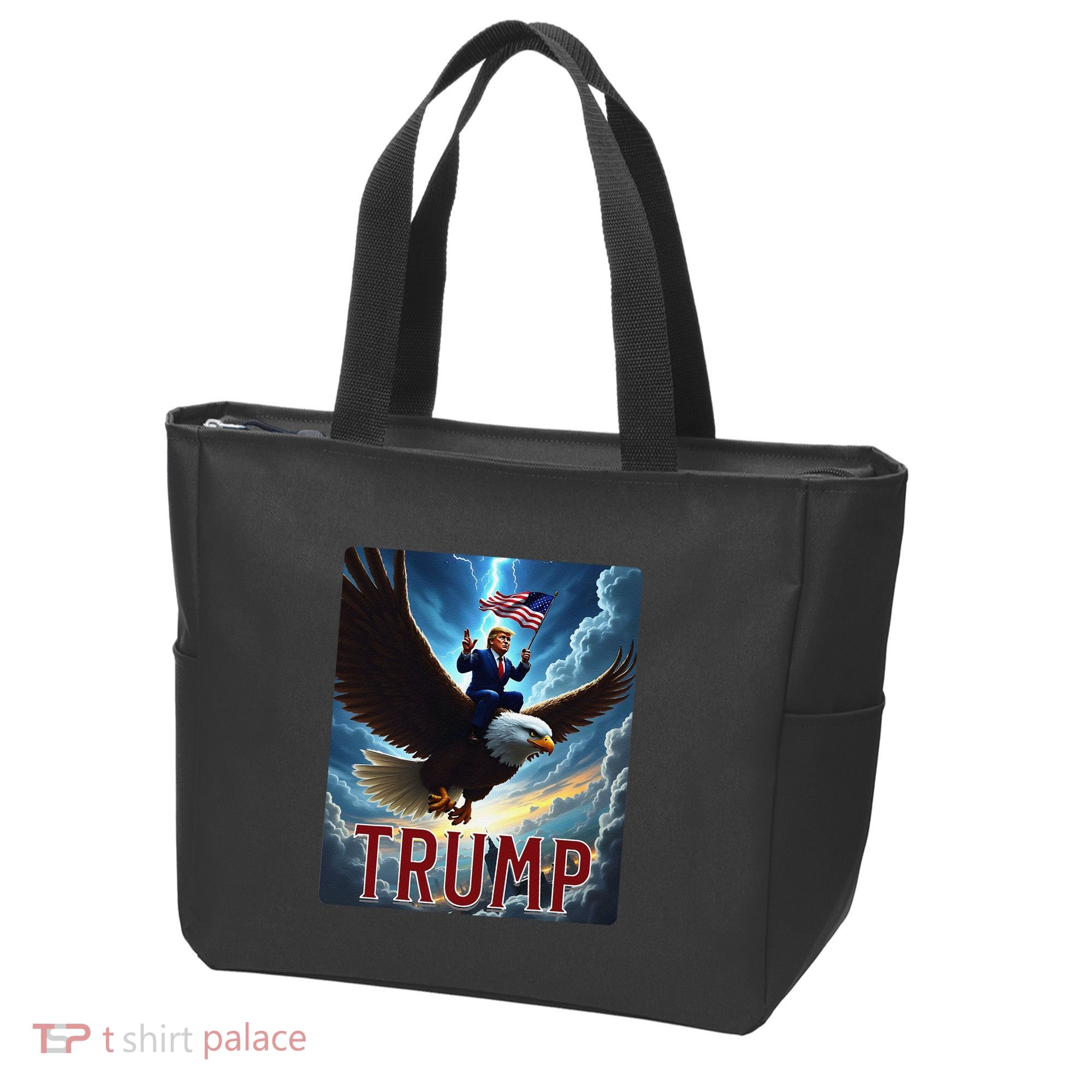 President Trump Riding An Eagle. Patriotic Political Tote Bag
