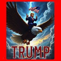 President Trump Riding An Eagle. Patriotic Political Santa Hat thumb 1