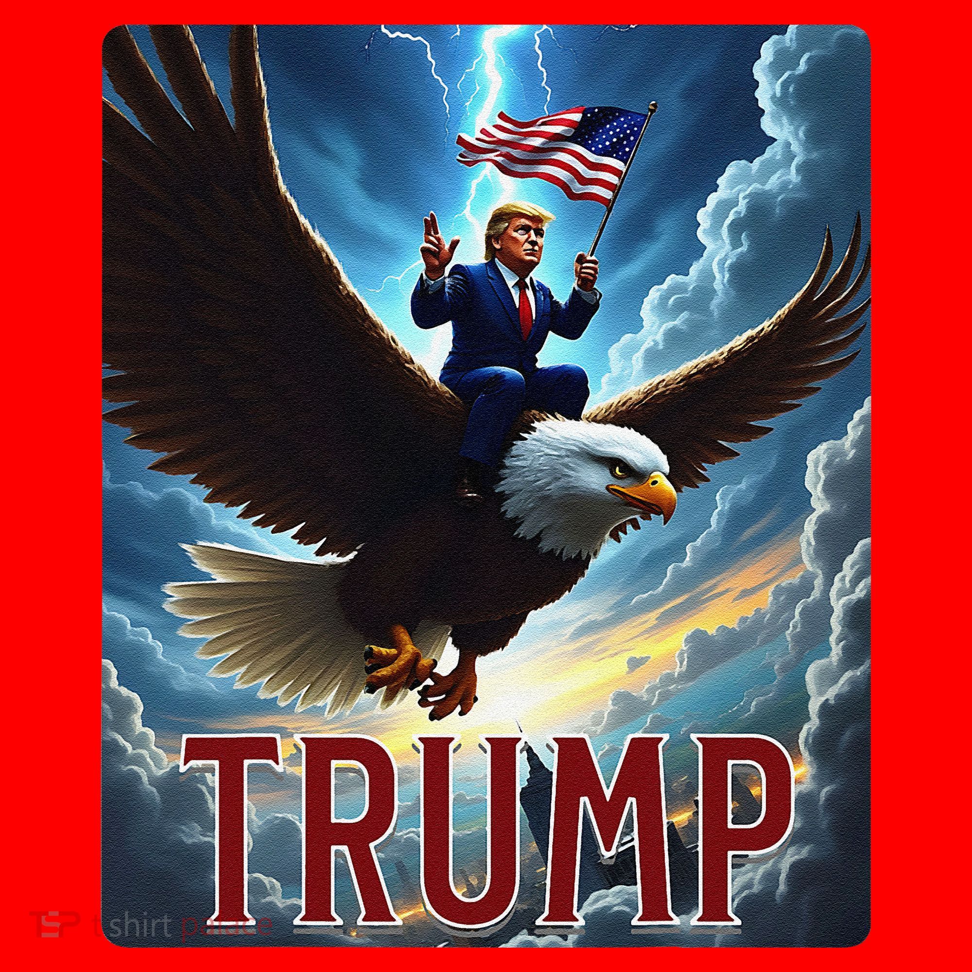 President Trump Riding An Eagle. Patriotic Political Santa Hat