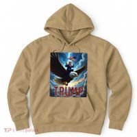 President Trump Riding An Eagle. Patriotic Political Hoodie thumb 0