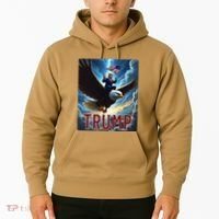 President Trump Riding An Eagle. Patriotic Political Hoodie thumb 2