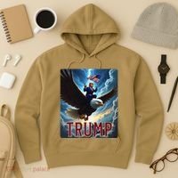 President Trump Riding An Eagle. Patriotic Political Hoodie thumb 3