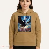 President Trump Riding An Eagle. Patriotic Political Hoodie thumb 5