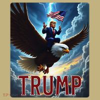President Trump Riding An Eagle. Patriotic Political Hoodie thumb 7