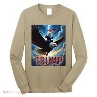 President Trump Riding An Eagle. Patriotic Political Long Sleeve Shirt thumb 0