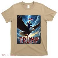 President Trump Riding An Eagle. Patriotic Political T-Shirt thumb 0