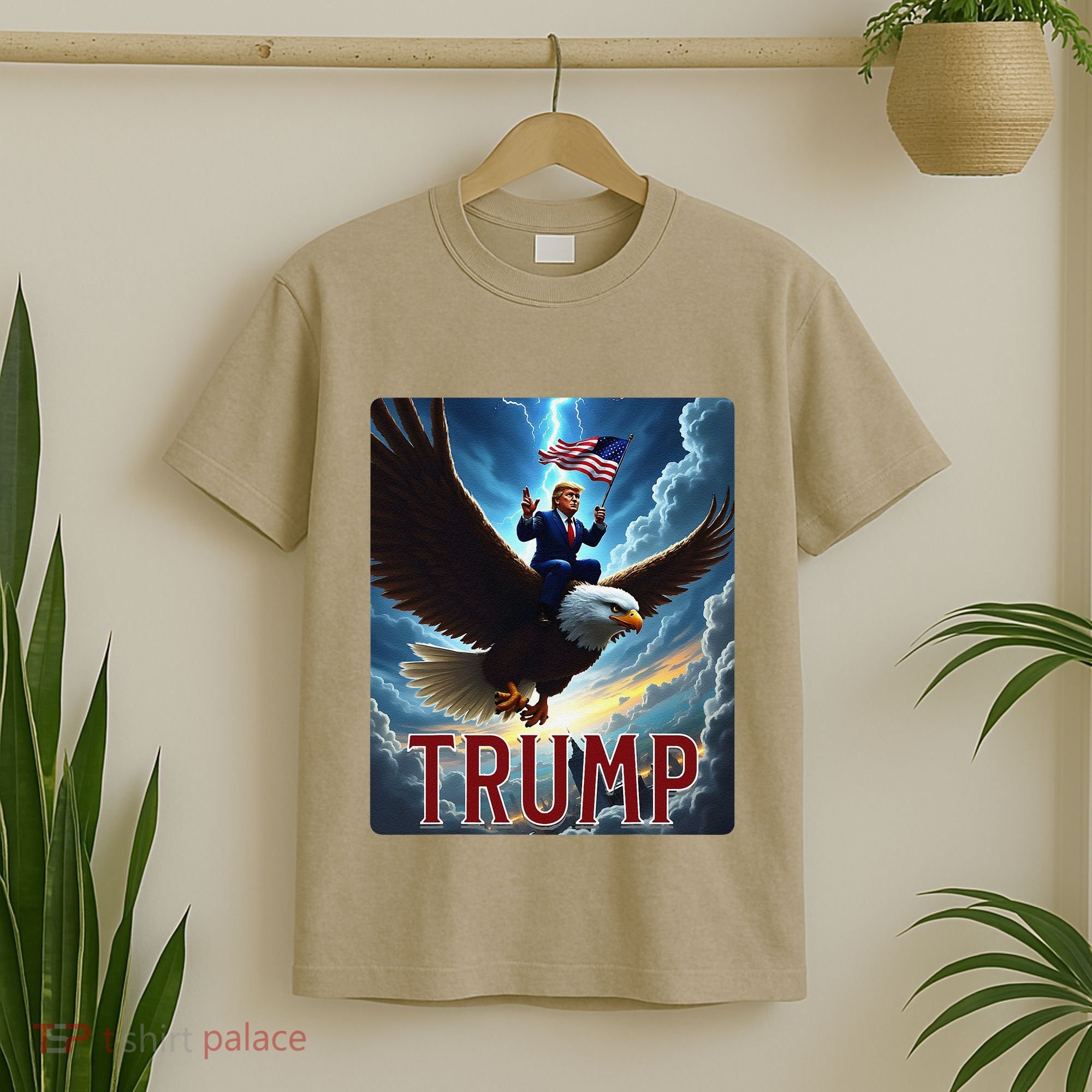 President Trump Riding An Eagle. Patriotic Political T-Shirt
