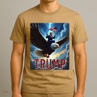 President Trump Riding An Eagle. Patriotic Political T-Shirt thumb 3