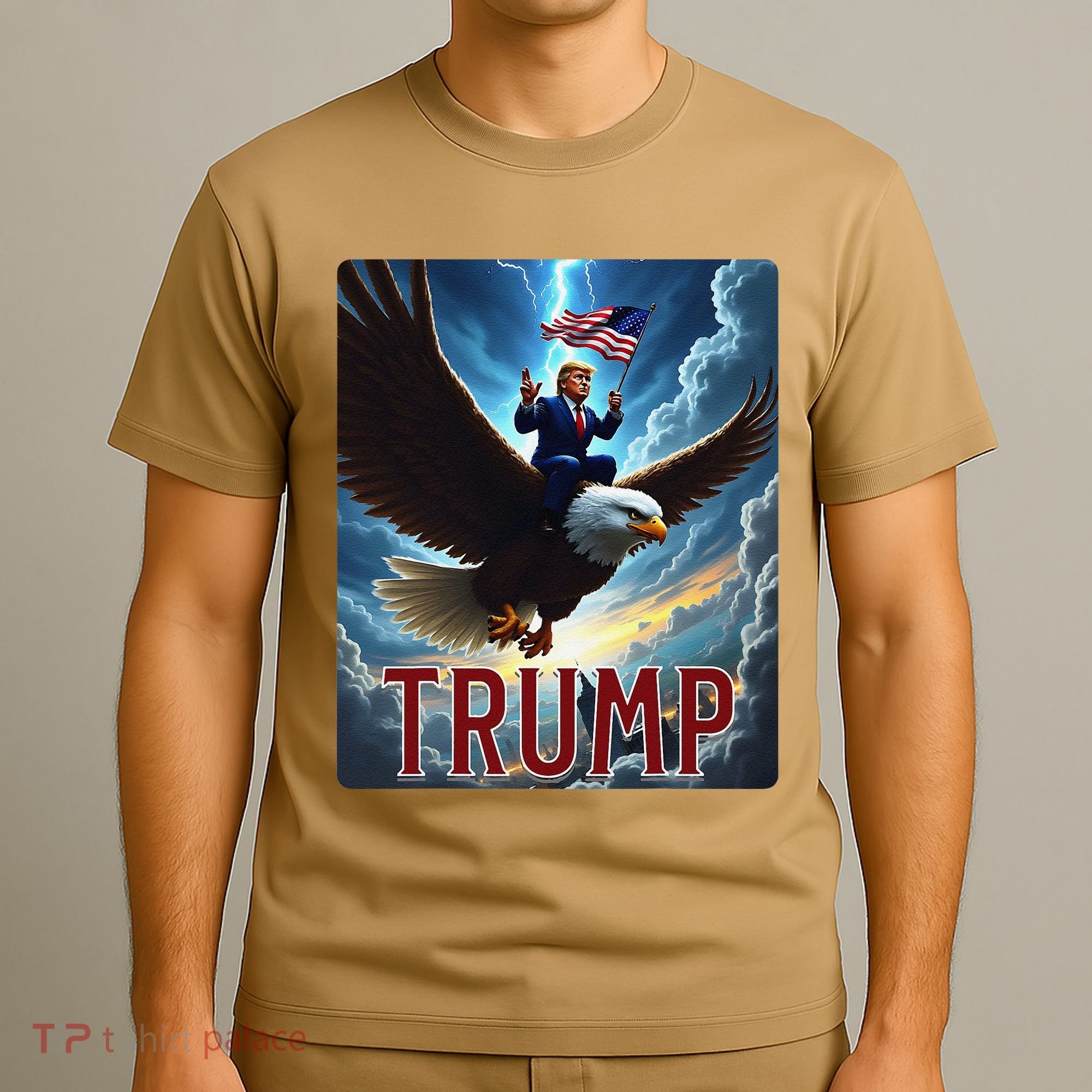 President Trump Riding An Eagle. Patriotic Political T-Shirt