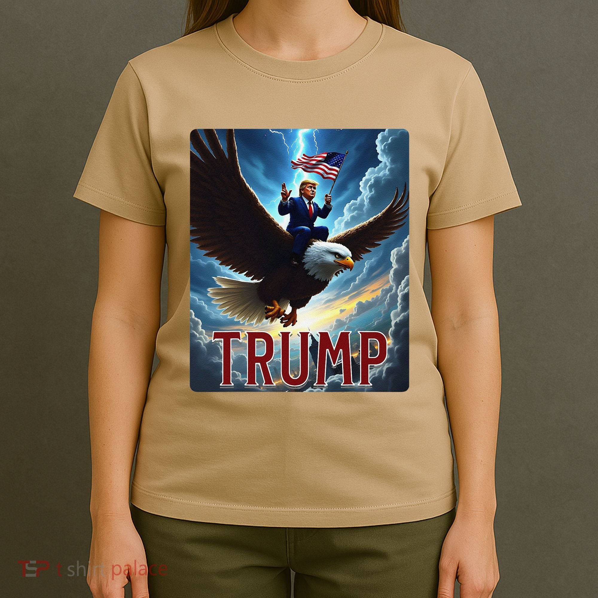 President Trump Riding An Eagle. Patriotic Political T-Shirt