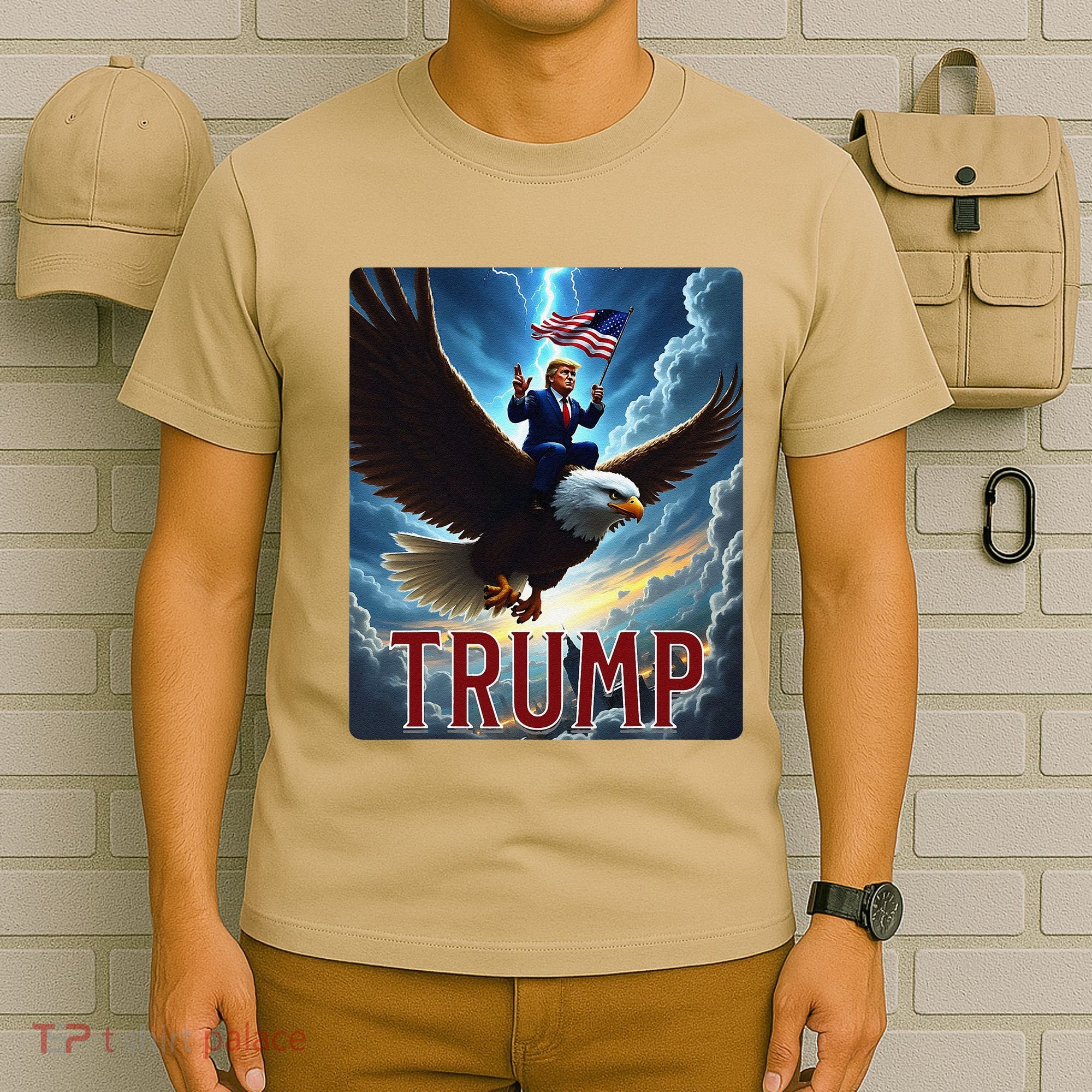 President Trump Riding An Eagle. Patriotic Political T-Shirt