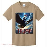 President Trump Riding An Eagle. Patriotic Political Kids T-Shirt thumb 0