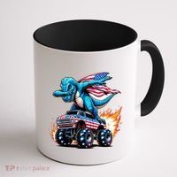 Patriotic T Rex Dabbing Monster Truck Coffee Mug thumb 1