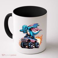 Patriotic T Rex Dabbing Monster Truck Coffee Mug thumb 0