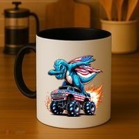 Patriotic T Rex Dabbing Monster Truck Coffee Mug thumb 4