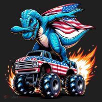 Patriotic T Rex Dabbing Monster Truck Tumbler thumb 3