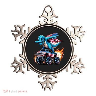 Patriotic T Rex Dabbing Monster Truck Ornament