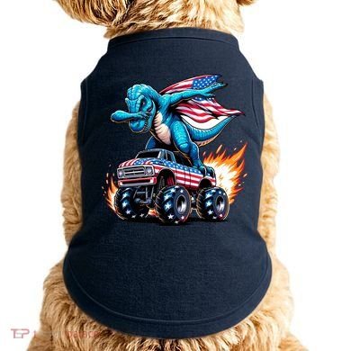 Patriotic T Rex Dabbing Monster Truck Doggie Tank