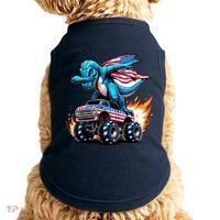 Patriotic T Rex Dabbing Monster Truck Doggie Tank thumb 0