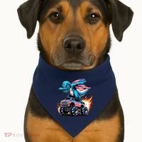 Patriotic T Rex Dabbing Monster Truck USA-Made Doggie Bandana thumb 1
