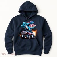 Patriotic T Rex Dabbing Monster Truck Hoodie thumb 0