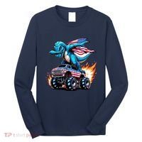 Patriotic T Rex Dabbing Monster Truck Long Sleeve Shirt thumb 0