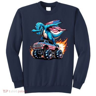 Patriotic T Rex Dabbing Monster Truck Sweatshirt