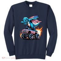 Patriotic T Rex Dabbing Monster Truck Sweatshirt thumb 0