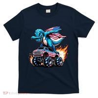 Patriotic T Rex Dabbing Monster Truck T-Shirt thumb 0