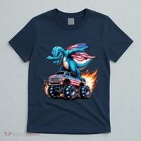 Patriotic T Rex Dabbing Monster Truck T-Shirt thumb 5