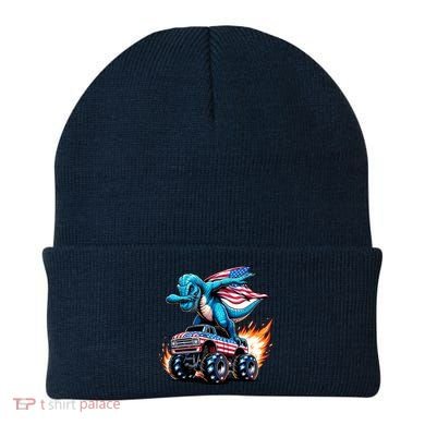 Patriotic T Rex Dabbing Monster Truck Beanie