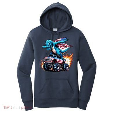 Patriotic T Rex Dabbing Monster Truck Women's Hoodie
