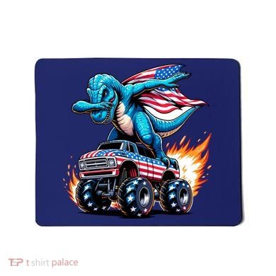 Patriotic T Rex Dabbing Monster Truck Mousepad