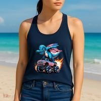 Patriotic T Rex Dabbing Monster Truck Women's Tank Top thumb 2