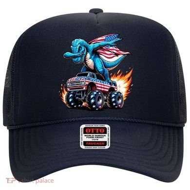 Patriotic T Rex Dabbing Monster Truck Hat